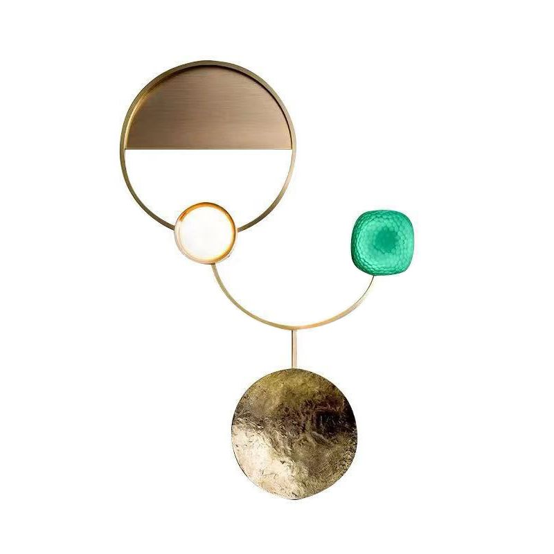 Brass Circles LED Wall Lamp Designer Metal Flush Mount Wall Sconce for Living Room