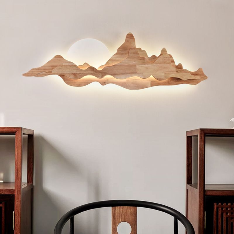 Wooden Wall Sconce Modern Style LED Wall Mount Lamp with Acrylic Shade for Bedroom