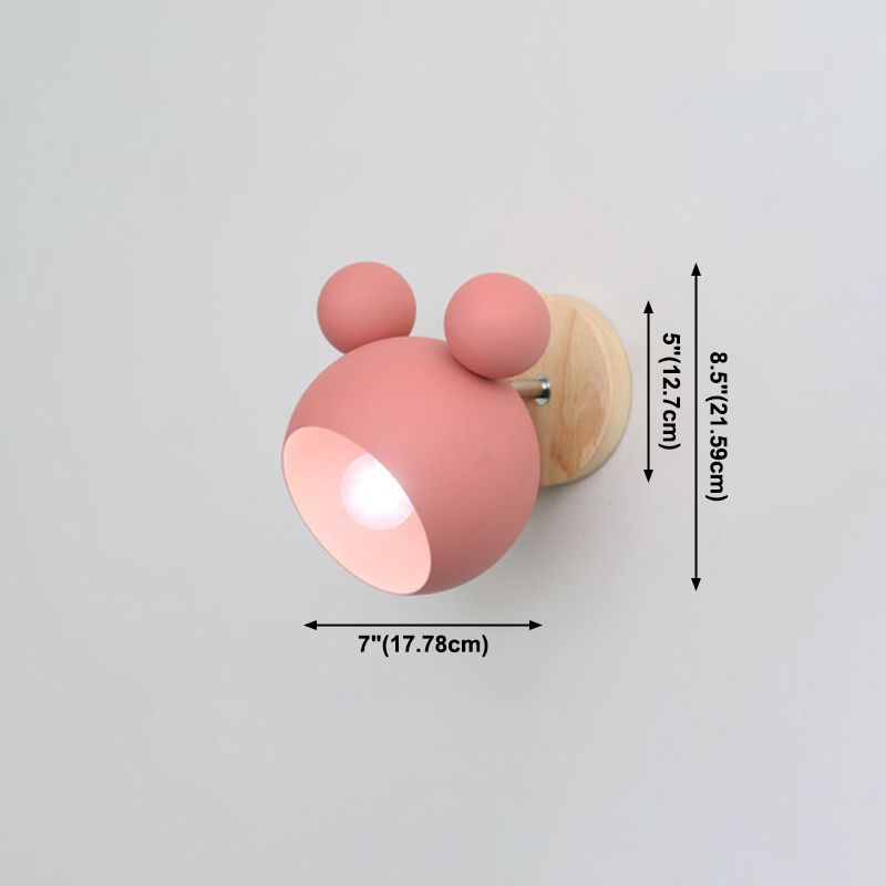 Illuminazione a parete rotonda in metallo contemporaneo 1 lampada montata a parete per la testa