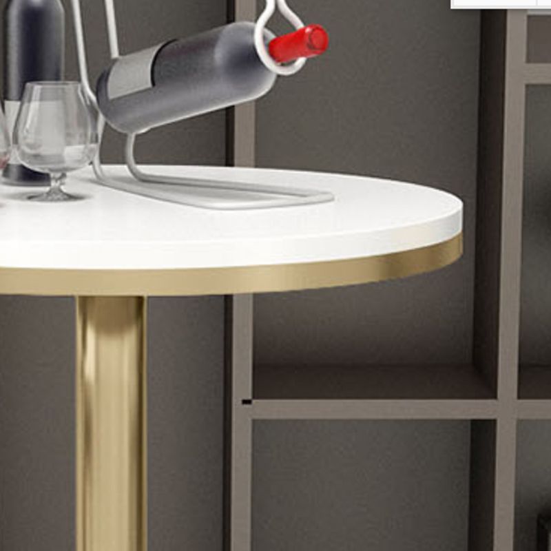 Glam Iron Bar Dining Table Faux Marble Gold Indoor Bistro Table with Single Pedestal