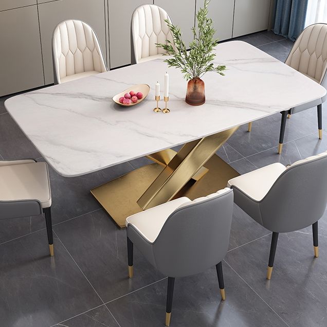 Witte eettafel van gesinterde steen Eenvoud Sokkeltafel voor eetkamer