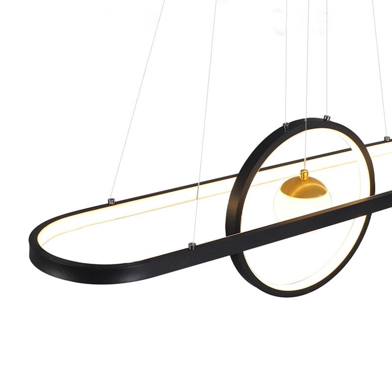 Geometric Island Lights Modern Kitchen Island Lighting Metal 3 Light Island Lamps in Black