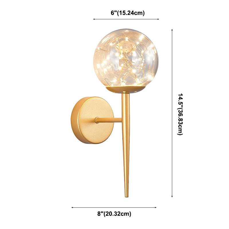 Gypsophila Sconce Lights con tonalità in vetro trasparente muro moderno appeso alla luce in ottone/nero