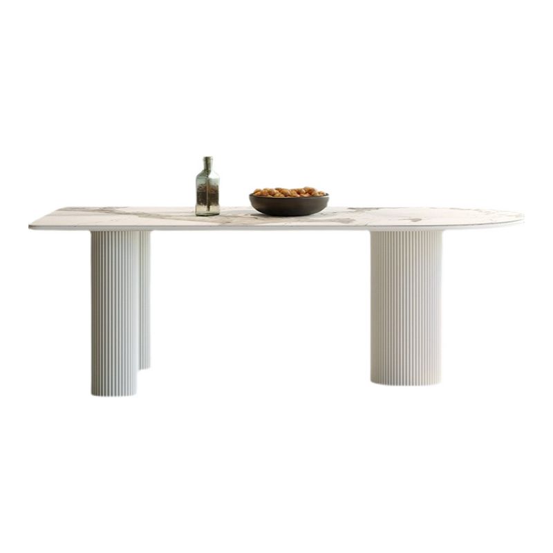 Mesa blanca interior moderna para restaurante Top Table de comedor de piedra sinterizada
