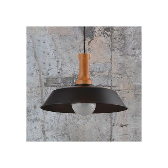 Luce sospesa da fienile elegante retrò 10 "/14" W 1 lampada a soffitto in metallo in metallo in bianco/nero per cucina