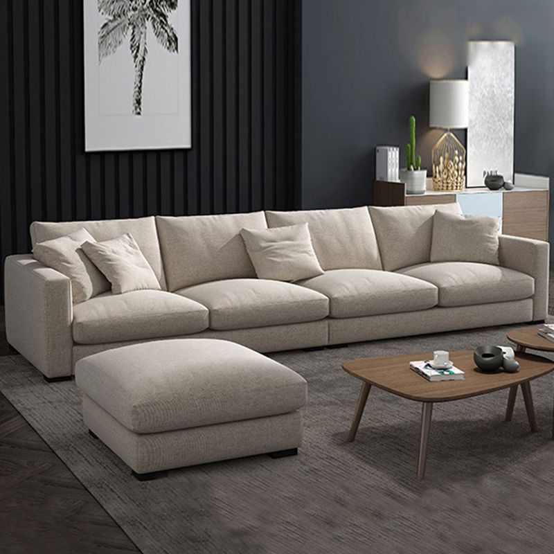 Standard Square Arm Sofa with Pillows Seating in Beige for Apartment