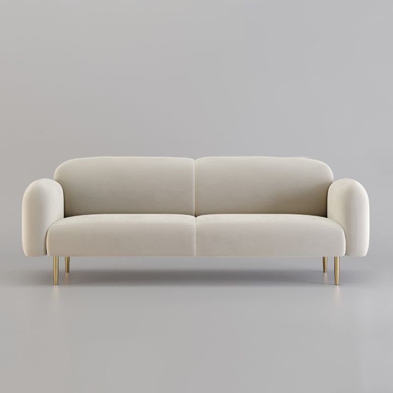 Velvet Modern Standard Sewn Pillow Back Sofa 27.5"W Square Arm with Bolster Pillows