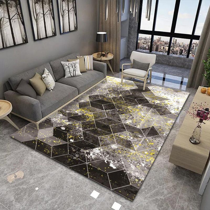 Stylish Modern Area Carpet Geometric Print Polyester Area Rug Stain Resistant Rug for Living Room