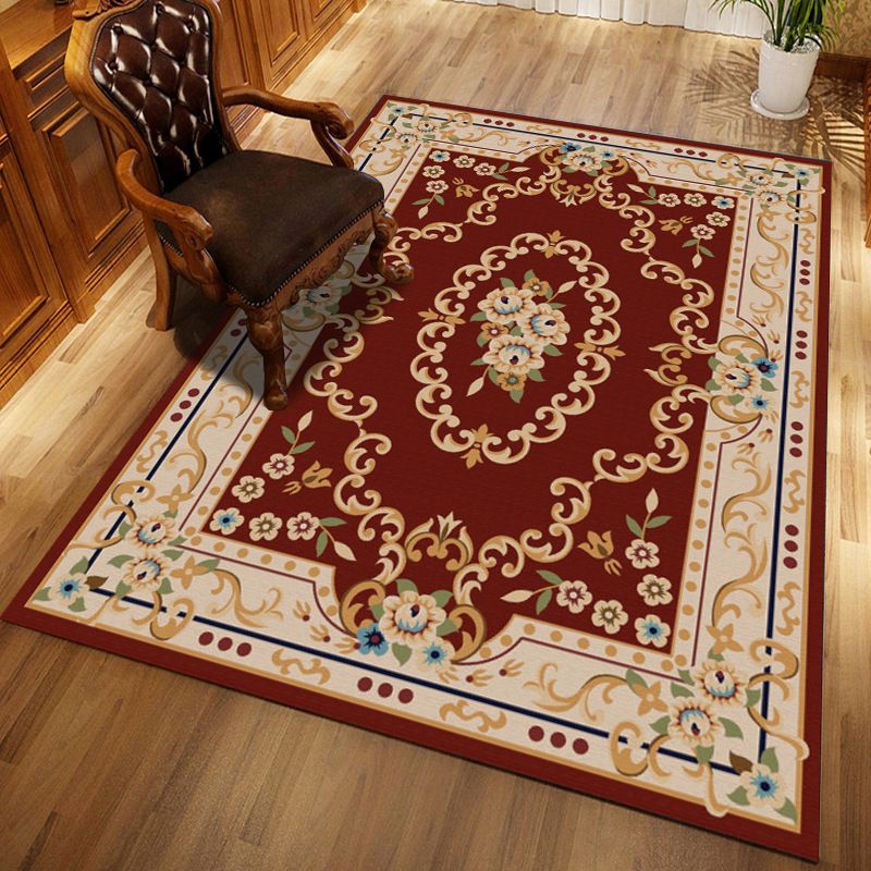 Contemporary Indoor Rug European Area Carpet Polyester Stain Resistant Rug for Living Room