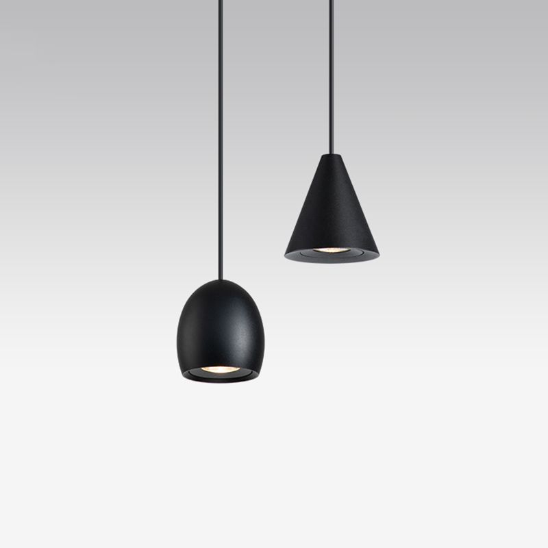 Pendentif intérieur minimaliste, éclairage pendentif en métal à LED noir à 1 lumière pour chambre à coucher