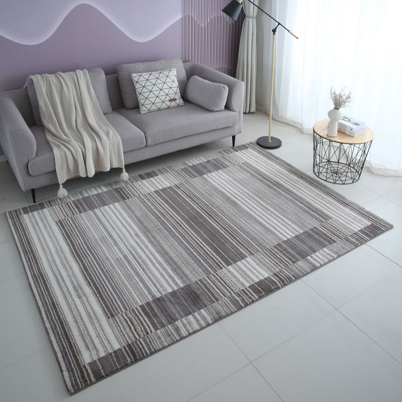 Grey Modern Carpet Polyester Striped Carpet Washable Carpet for Living Room