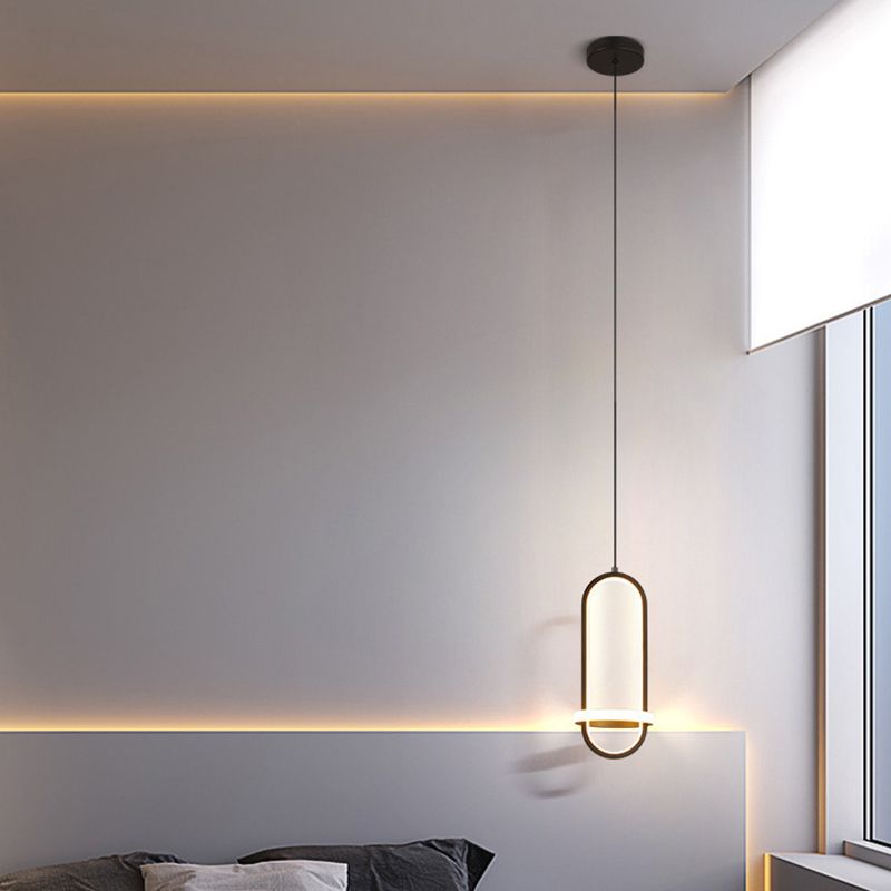 Simplicity Style Geometric Ceiling Pendant Light Metal LED Bedroom Pendant Light Kit