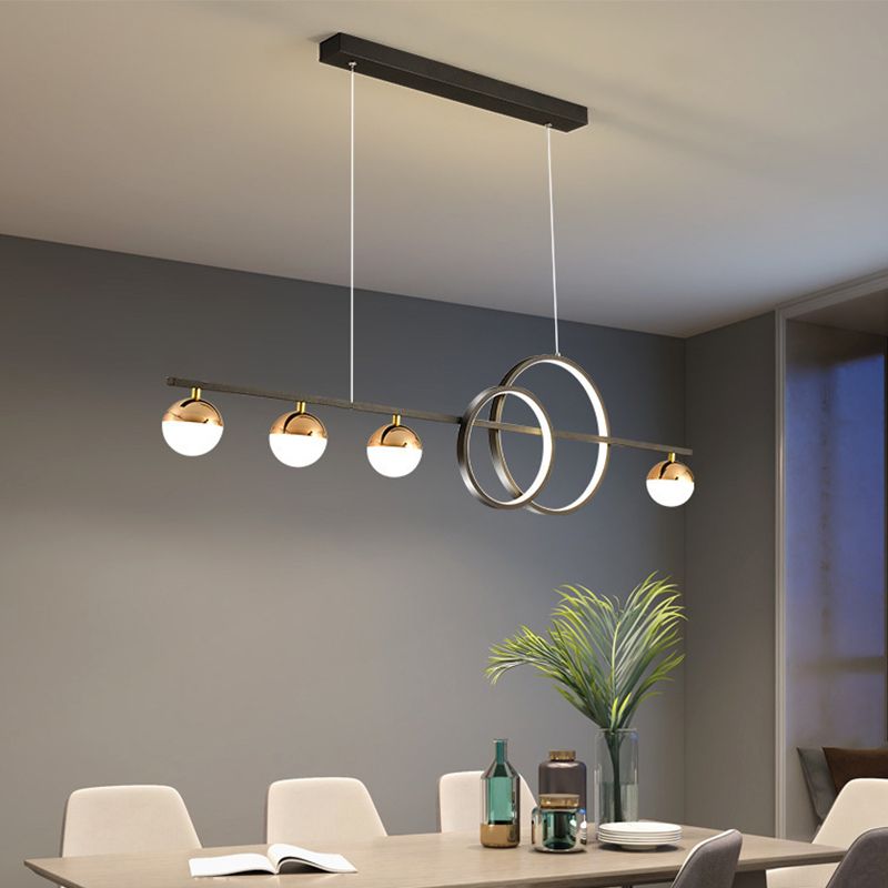 6-Light Golden/Black Ceiling Light LED Kitchen Island Lighting for Dining Table