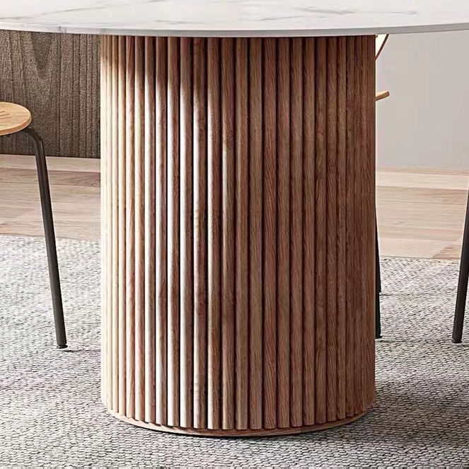 Moderne stijl gesinterde stenen eettafel enkele voetstuk Basisronde tafel voor thuis, 35,4 "l x 29.5" h