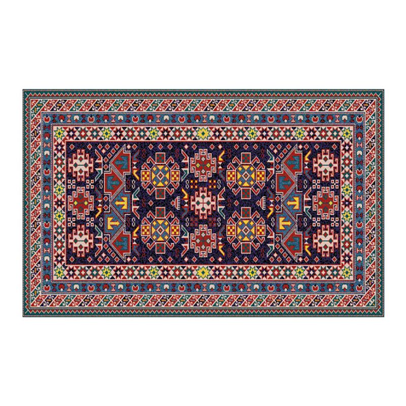 Brown Retro Rug Polyester Medallion Rug Non-Slip Backing Rug for Living Room