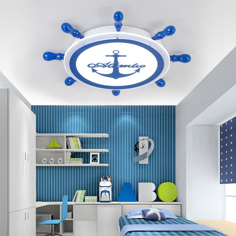 Mediterranean Style Ceiling Light Fixture Children's Room Bedroom Multi-colored Cute Kindergarten Cartoon Rudder Lamps