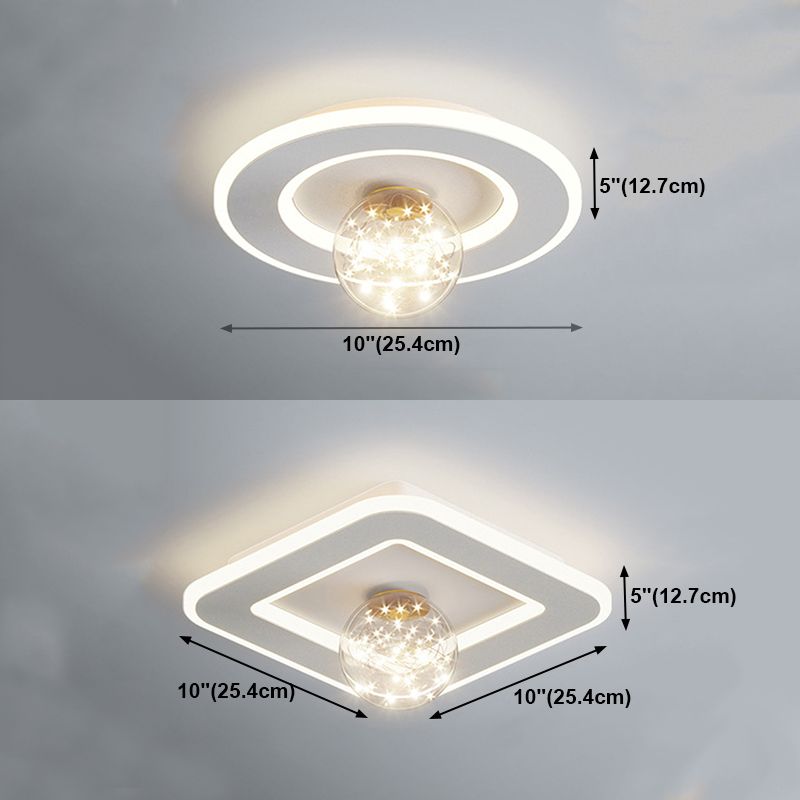 Modern Geometric Flush Light Fixture Metal 2 Light Flushmount Lighting