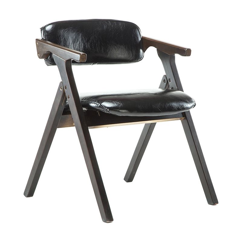Fauteuil de salle à manger pliable, fauteuil rembourré à dossier ouvert avec pieds en bois