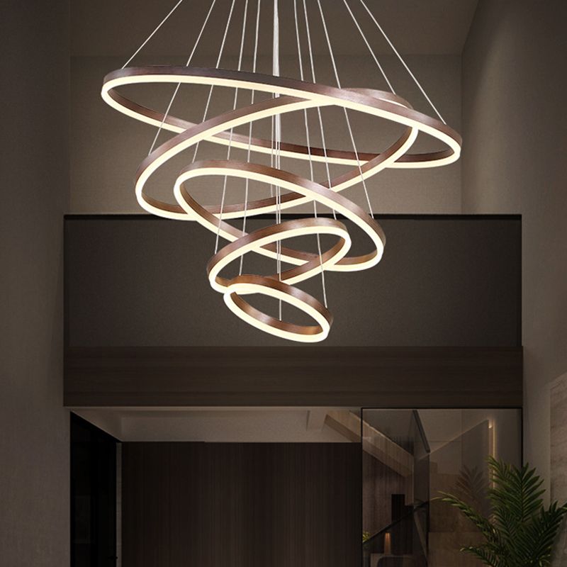 Orbicular Chandelier Lighting Fixtures Modern Coffee Hanging Chandelier with Silica Gel Shade