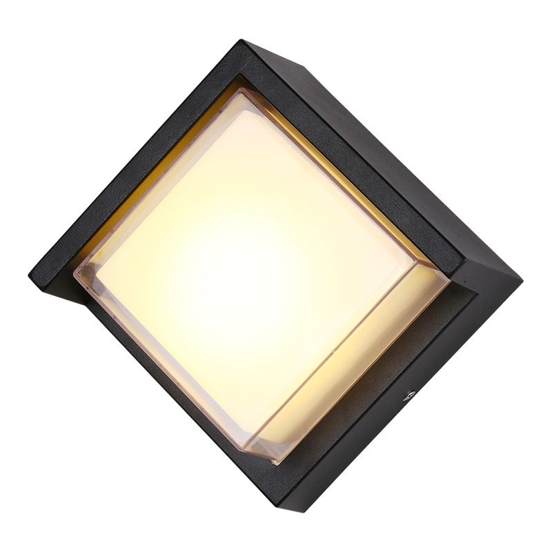 Modern Metal Wall Sconce Square Shape Wall Light with Plastic Shade for Living Room