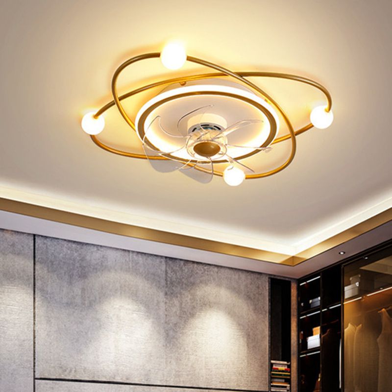 Orbit Acryl -LED -LED SEMI Mount Lighting Nordic Fernbedienung 6 Blätter Deckenventilator, 21 "breit