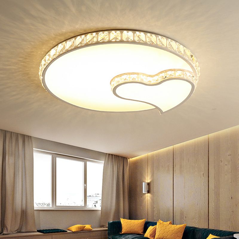 Geometry Acrylic Flush Mount Lamp Modern LED Ceiling Fixture with Clear Crystal Edge for Bedroom
