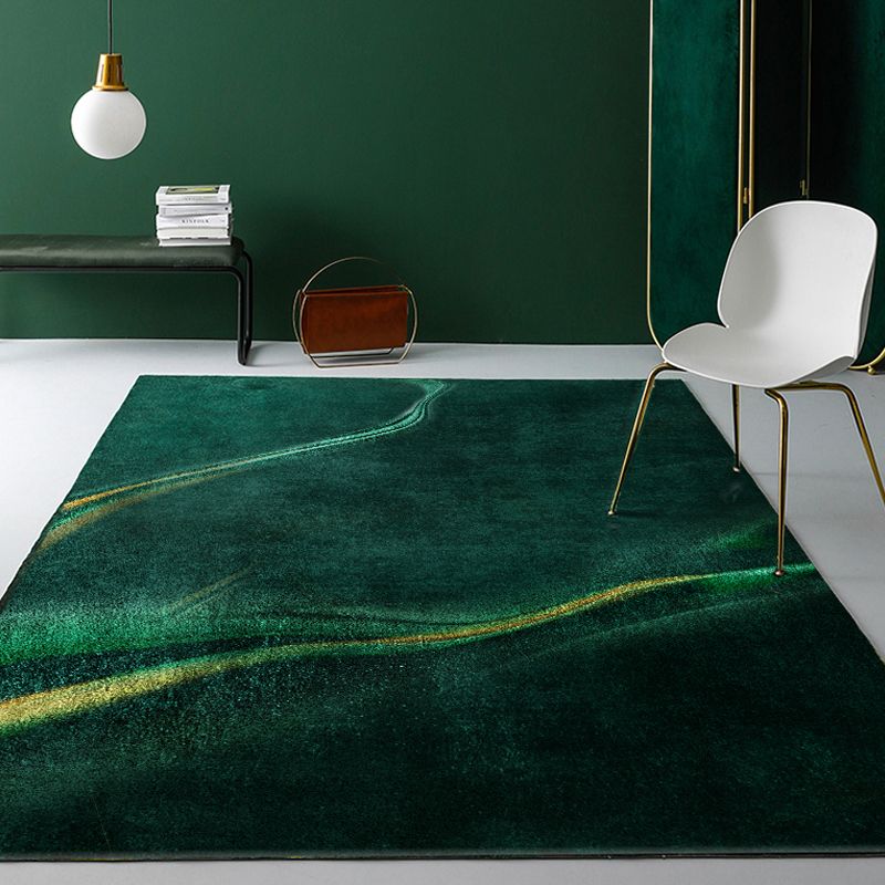 Green Abstract Pattern Rug Polyester Modern Rug Washable Anti-Slip Pet Friendly Area Rug for Living Room