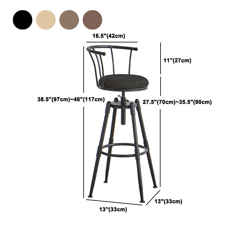 Industrial Backrest Metal Bar Stool Round Furniture in Matte Finish for Home