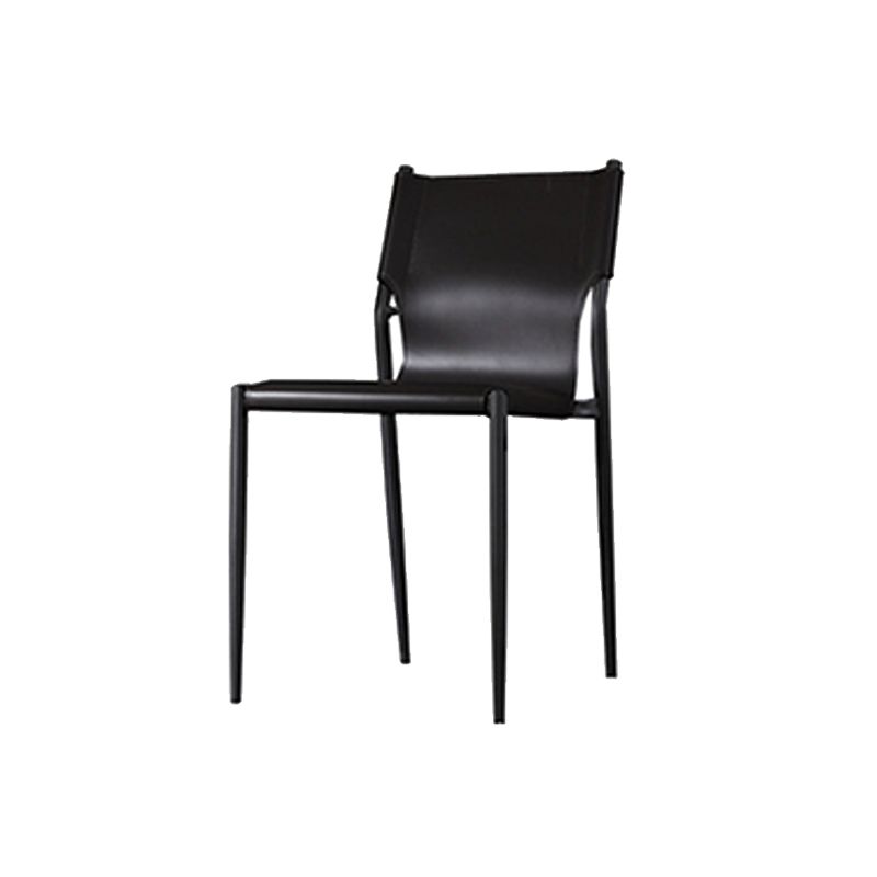 Industrial Leather Dining Chairs Armless Side Chairs with Metal Legs for Home Use