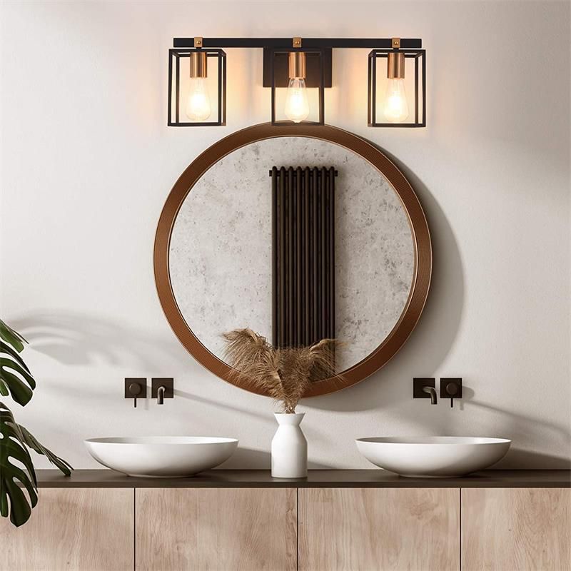 Black 1/2/3/4-Light Modern Bathroom Vanity Light Metallic Bath Bar