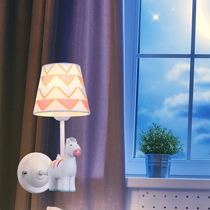 Cartoon Style Wall Light Fabric Shade Wall Lamp for Children's Room (Included Doll)