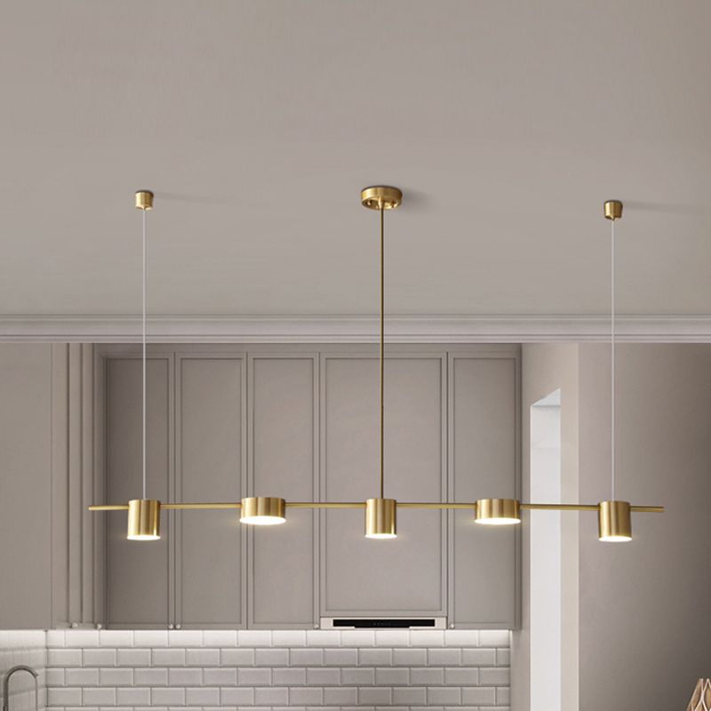 Luces colgantes de isla de metal de isla de cilindro de estilo contemporáneo