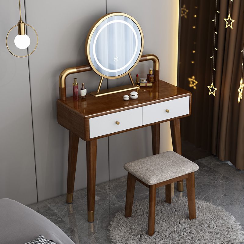Scandinavian Rubber Wood Vanity Table with Drawers Dressing Table
