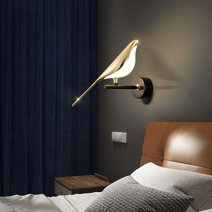 Contemporary Bird Gold Wall Light Sconces Acrylic Wall Mount Lamp for Living Room