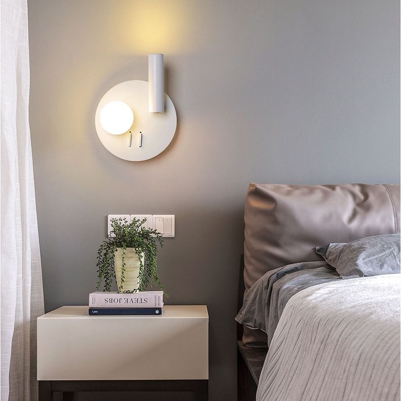 1-Light Minimalisme Acrylique Murce Murce Lampe légère murale blanche pour chambre à coucher