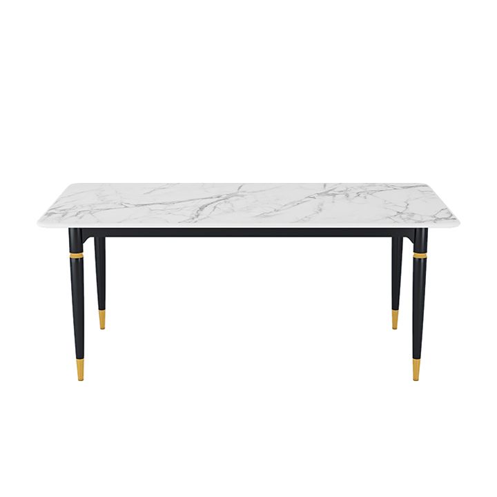 Modern 1/4/5/7 Pieces Dining Set Rectangle Black Base Dinette Set with Stone Top