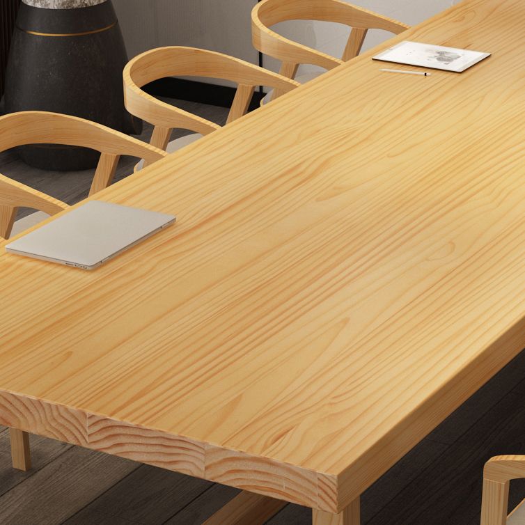 Mesa de comedor informal rectangular, mesa con base de caballete de Color madera, madera maciza de pino