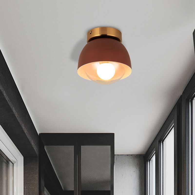 Plafonnier encastré blanc/rose/jaune/café avec abat-jour, plafonnier moderne en métal et verre à 1 tête pour couloir