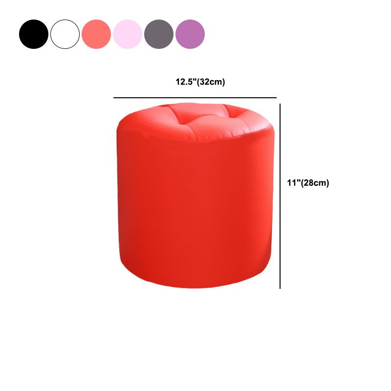 Tufted Pouf Faux Leather Cylinder Shape Water Resistant Whole Colored Pouf Ottoman