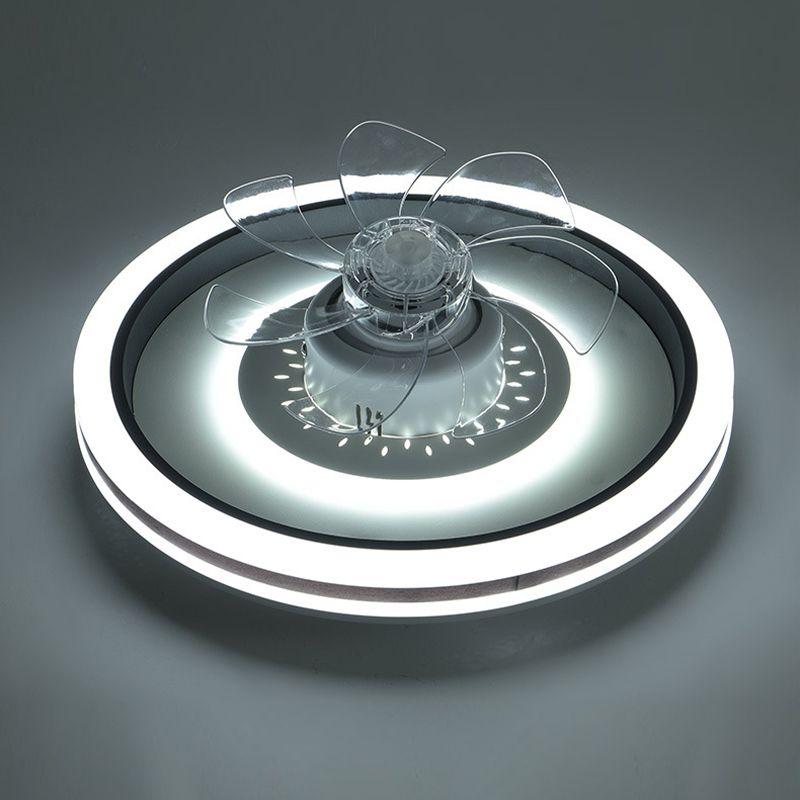 Nordic Style Round Fan Light Metal Colorful LED Flush Mount Light for Bedroom