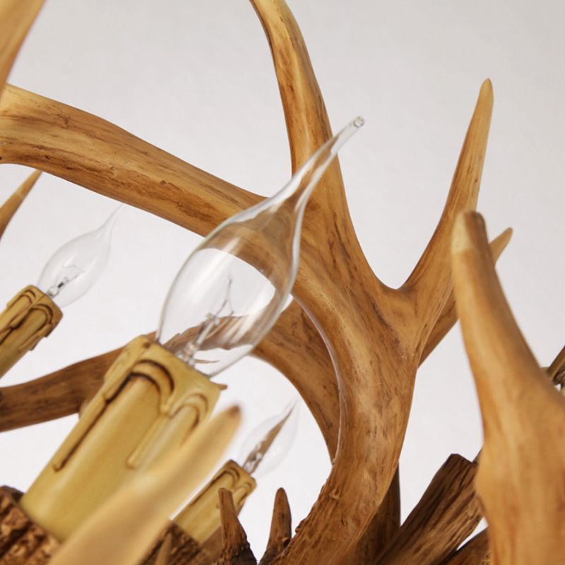 Wooden Chandelier Light Fixtures Faux Antler Farmhouse Chandelier Lighting for Bedroom