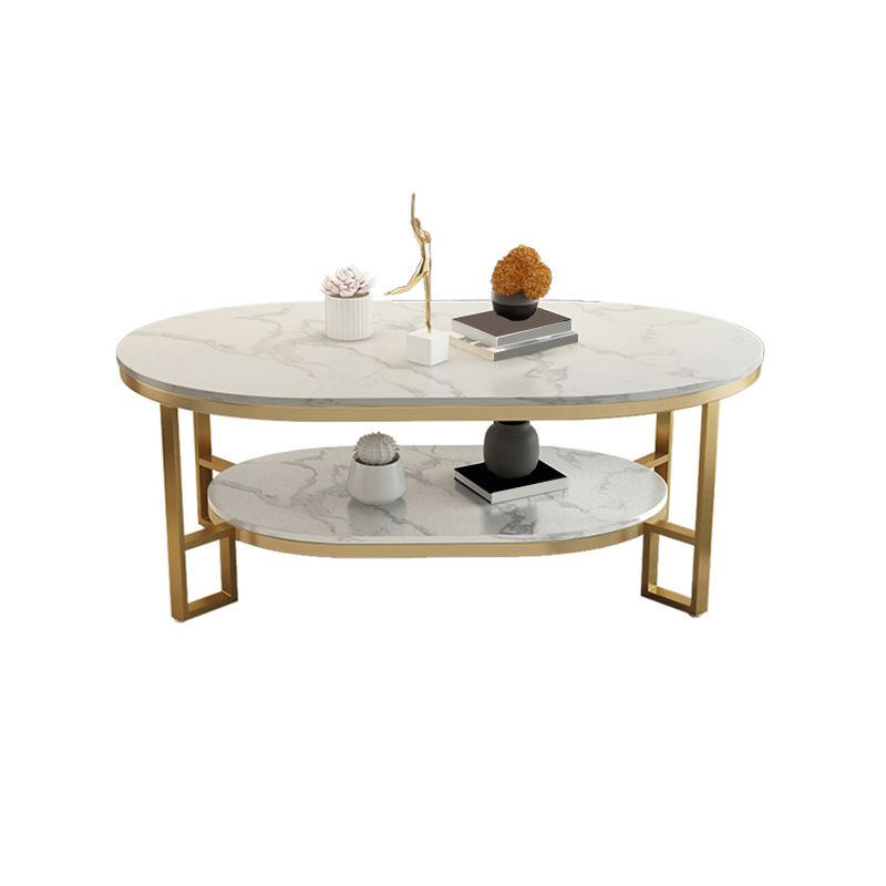 17.7" Tall Modern Iron 4 Legs Slate Rectangular Table Top Coffee Table