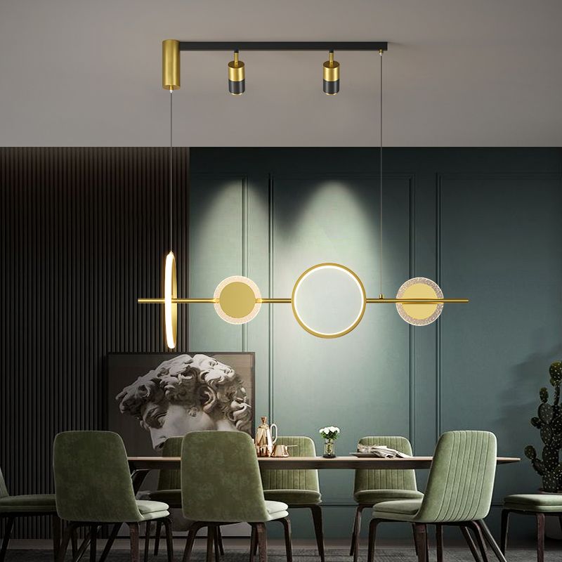 Geometric Island Lighting Fixtures Contemporary Metal Island Lighting Ideas in Gold