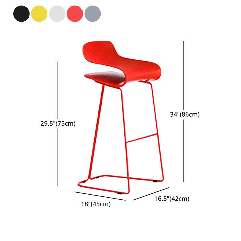 Nordic Stainless Steel Simple Barstool Low Back Indoor Tall Stool with Plastic Seat