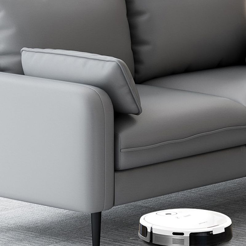 Scandinavian Faux Leather Sofa with Pillow Top Arms for 3 People