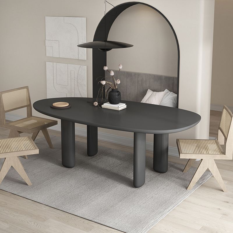 Modern Solid Wood Dining Table Oval Wooden Table with 4 Legs
