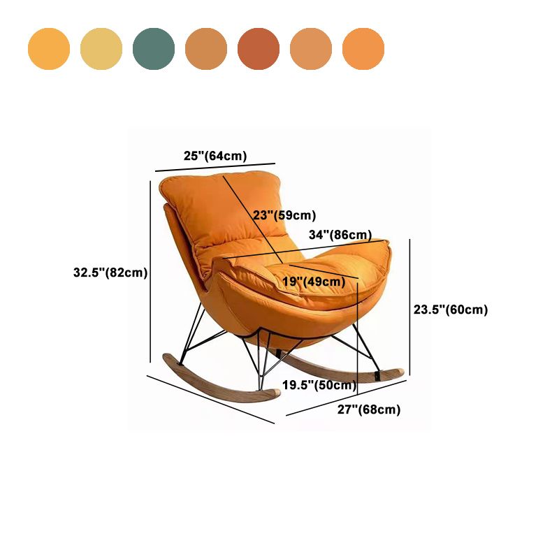 Modern Orange Rocking Chair Leather Tear Resistant Rocker Chair for Living Room