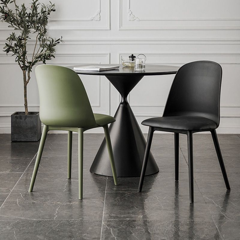 Kitchen Faux Leather Side Chair Modern Style Parsons Armless Chair Set