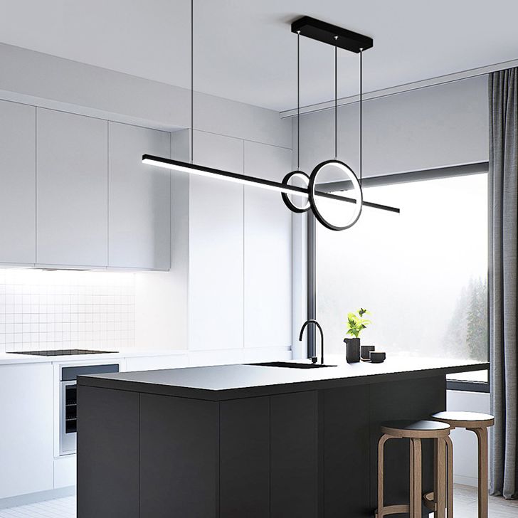 Circle Island Chandelier Lights Contemporary Metallic Chandelier Lighting Fixtures for Dining Table