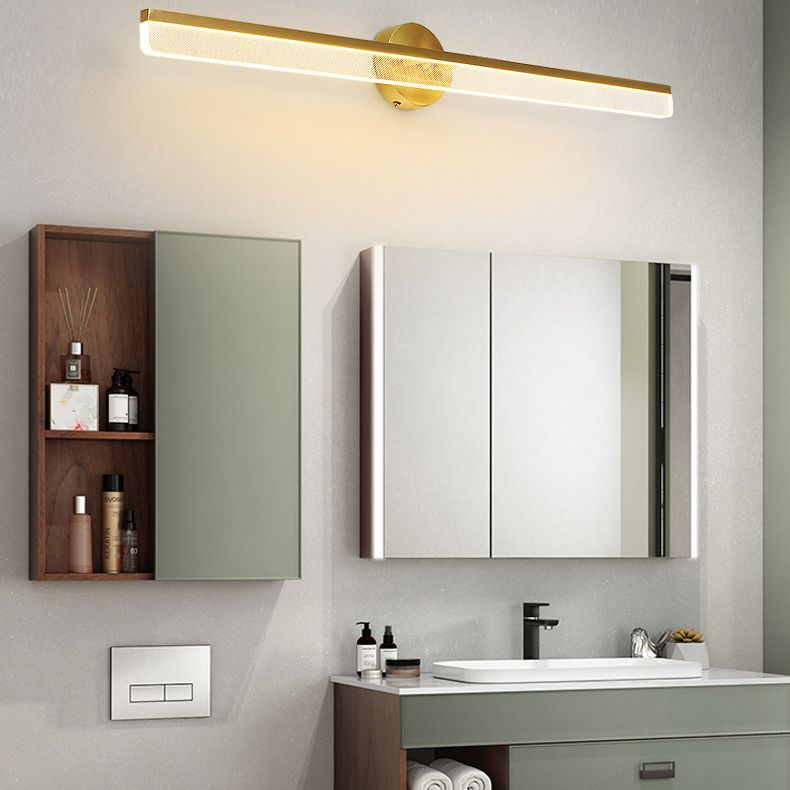 Modern Brass Wall Mounted Mirror Front Lamp LED Rectangle Vanity Lighting for Dressing Table